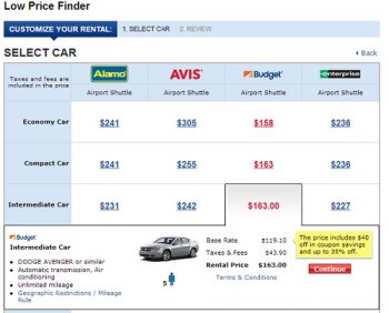 Costco Low Price Rental automobile Finder