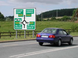 Roundabout traffic sign, Ireland