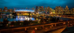 the lovely picture of vancouver in canada during the night